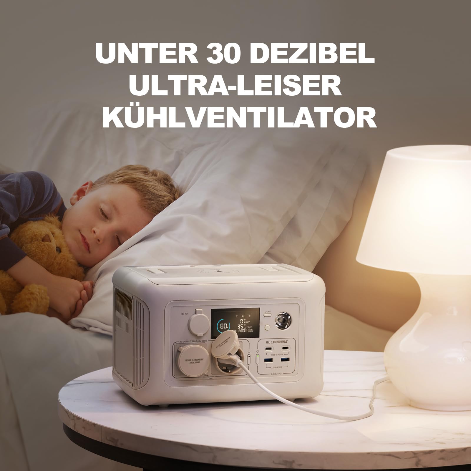ALLPOWERS R600 Solargenerator, 2x 600W (1200W Spitze) AC Ausgang, 299WH LiFePO4 Batterie Tragbare Powerstation mit 100W Solarpanel, Mobile Stromversorgung für Garten Reise Camping Wohnmobil Notfall