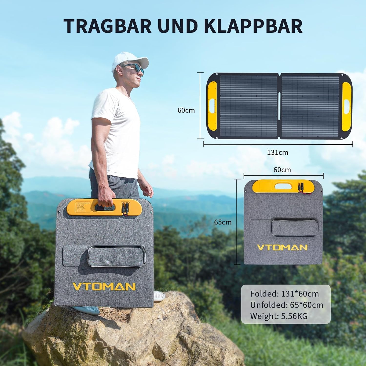 VTOMAN Jump 1500X Tragbare Powerstation mit 110W Solarpanel - 828Wh Solargenerator LiFePO4 Batterie Powerstation, 1500W AC/100W USB-C Ausgang, Erweiterbare Kapazität für Camping, Reisen, Wohnmobil