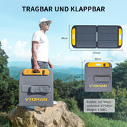 VTOMAN Jump 1500X Tragbare Powerstation mit 110W Solarpanel - 828Wh Solargenerator LiFePO4 Batterie Powerstation, 1500W AC/100W USB-C Ausgang, Erweiterbare Kapazität für Camping, Reisen, Wohnmobil