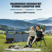 VTOMAN Tragbare Powerstation 1000W (2000W Spitze), 828Wh LiFePO4 Solargenerator mit 110W Solarpanel, 0-80% in 60 Min Schnellladung, Erweiterbar bis 2376Wh für Notfall, Camping, Reise, Wohnmobil
