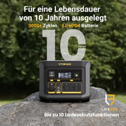 VTOMAN FlashSpeed 600 Tragbare Powerstation mit 110W Solarpanel - 499Wh/600W (Spitze 1200W) Schnellladung Solargenerator LiFePO4 Akku, 100W USB-C 70Min voll aufgeladen für Wohnmobil, Camping, Notfall